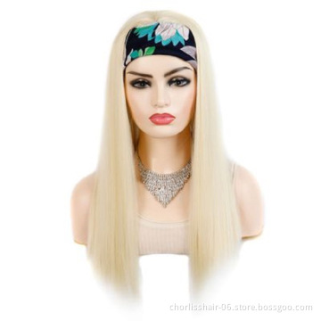 Wholesale 24'' Light Blonde Long Black Headband Turban Wig Deep Curl Scarf Wigs Hot Sale Synthetic Afro Hair Extension For Women